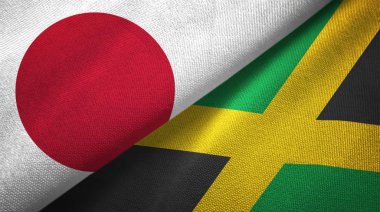 Japonya ve Türkiye bayrakları birlikte tekstil kumaş, kumaş doku