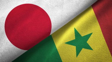 Japonya ve Senegal bayrakları birlikte tekstil kumaş, kumaş doku