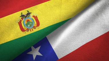 Bolivya ve Şili Bayrakları birlikte ilişkiler tekstil kumaş, kumaş doku