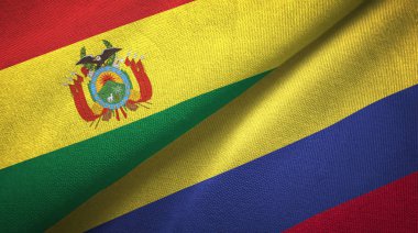 Bolivya ve Kolombiya bayrakları birlikte ilişkiler tekstil kumaş, kumaş doku