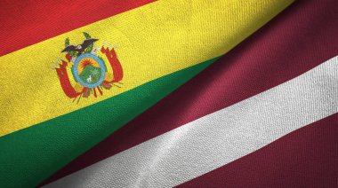 Bolivya ve Letonya bayrakları birlikte ilişkiler tekstil kumaş, kumaş doku