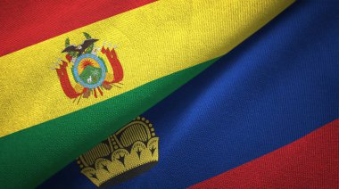 Bolivya ve Liechtenstein bayrakları birlikte ilişkiler tekstil kumaş, kumaş doku