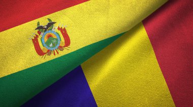 Bolivya ve Romanya bayrakları birlikte ilişkiler tekstil kumaş, kumaş doku