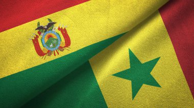 Bolivya ve Senegal bayrakları birlikte ilişkiler tekstil kumaş, kumaş doku