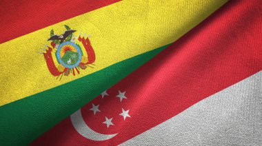 Bolivya ve Singapur bayrakları birlikte ilişkiler tekstil kumaş, kumaş doku