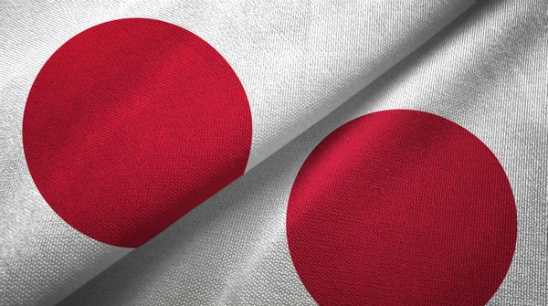 Japan Japan Flags Together Textile Cloth Fabric Texture — Stock Photo, Image