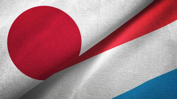 Japonii Luksemburg Flagi Tkaniny Tekstylne Razem Tekstura Tkanina — Zdjęcie stockowe