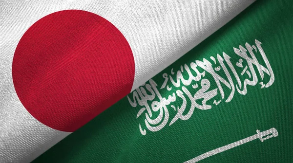 Japonya ve Suudi Arabistan bayrakları tekstil kumaş, kumaş doku