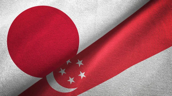 Japonya ve Singapur bayrakları birlikte tekstil kumaş, kumaş doku