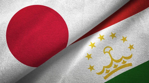 Japón Tayikistán Banderas Juntos Tela Textura Tela — Foto de Stock