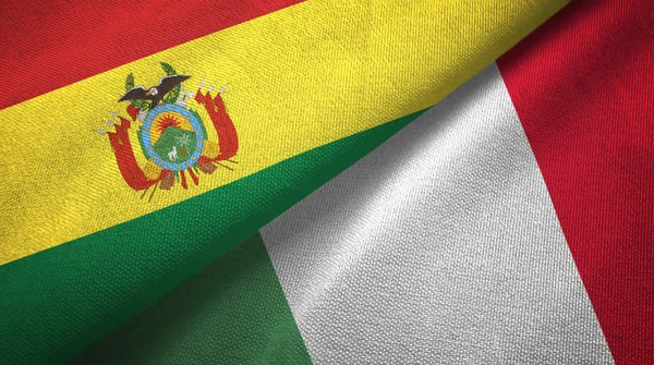 Bolivia Och Italien Flaggor Grupp Förbindelserna Textil Duk Tyg Textur — Stockfoto