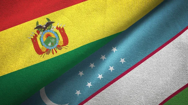 Bolivya ve Özbekistan bayrakları birlikte ilişkiler tekstil kumaş, kumaş doku