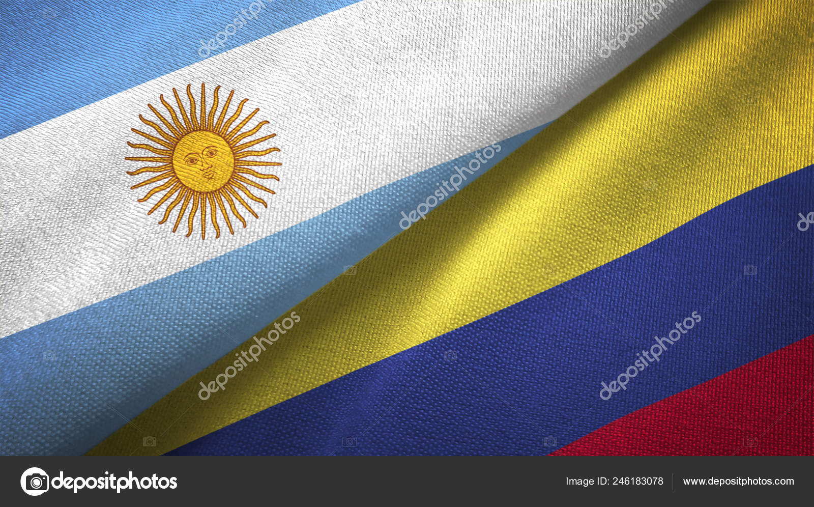 Argentina Colombia Flags Together Relations Textile Cloth Fabric Texture Stock Photo Image By C Alekstaurus 246183078