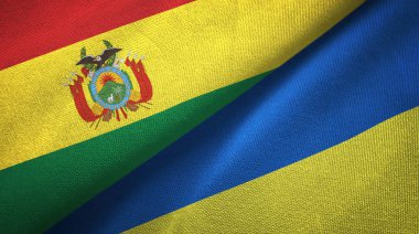 Bolivya ve Ukrayna bayrakları birlikte ilişkiler tekstil kumaş, kumaş doku