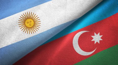 Arjantin ve Azerbaycan bayrakları birlikte ilişkiler tekstil kumaş, kumaş doku