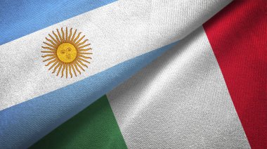 Arjantin ve İtalya bayrakları birlikte ilişkiler tekstil kumaş, kumaş doku