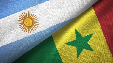 Arjantin ve Senegal bayrakları birlikte ilişkiler tekstil kumaş, kumaş doku
