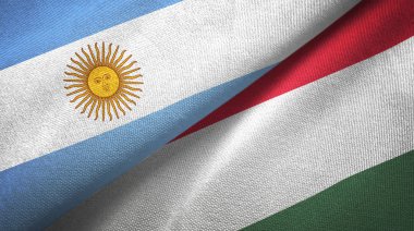 Macaristan ve Arjantin bayrakları birlikte ilişkiler tekstil kumaş, kumaş doku