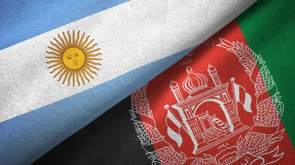 Argentina Afghanistan Flags Together Relations Textile Cloth Fabric Texture — Stock Photo, Image