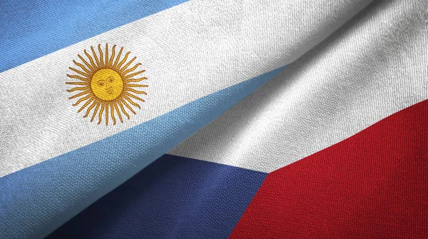Argentina Czech Republic Flags Together Relations Textile Cloth Fabric Texture — Stock Photo, Image