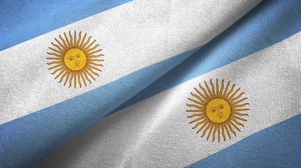 Argentina Flaggor Tillsammans Förbindelserna Textil Duk Tyg Textur — Stockfoto