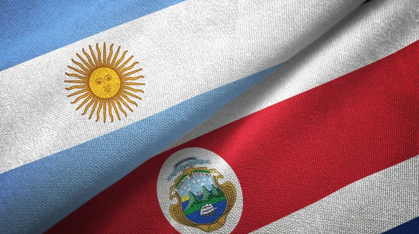 Argentina Och Costa Rica Flaggor Grupp Förbindelserna Textil Duk Tyg — Stockfoto