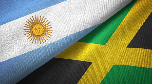 Argentina Jamaica Bandeiras Juntas Relações Têxteis Pano Textura Tecido — Fotografia de Stock