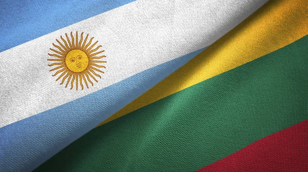 Argentina Lituânia Bandeiras Juntas Relações Têxteis Pano Textura Tecido — Fotografia de Stock