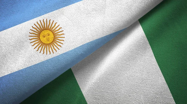 Argentina Och Nigeria Flaggor Grupp Förbindelserna Textil Duk Tyg Textur — Stockfoto