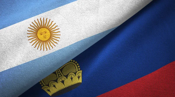 Argentina Liechtenstein Banderas Juntas Relaciones Tela Textil Textura Tela —  Fotos de Stock