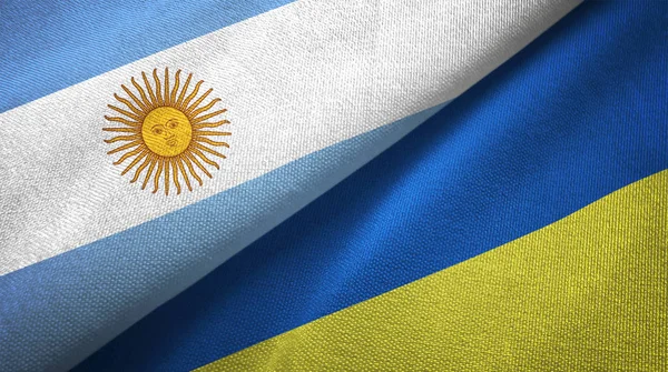 Αργεντινή Και Την Ουκρανία Σημαίες Μαζί Σχέσεις Υφασμάτων Πανί Υφή — Φωτογραφία Αρχείου