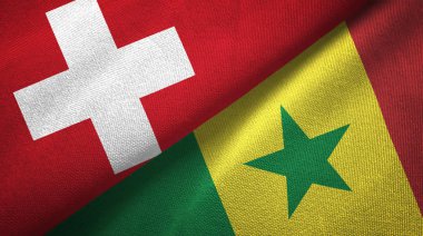 İsviçre ve Senegal bayrakları birlikte ilişkiler tekstil kumaş, kumaş doku