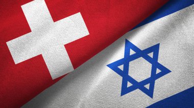 İsviçre ve İsrail bayrakları birlikte ilişkiler tekstil kumaş, kumaş doku