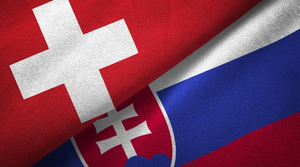 Swiss Dan Slowakia Menandainya Bersama Sama Dengan Kain Tekstil Hubungan — Stok Foto