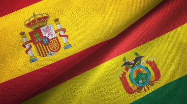 İspanya ve Bolivya bayrakları birlikte ilişkiler tekstil kumaş, kumaş doku