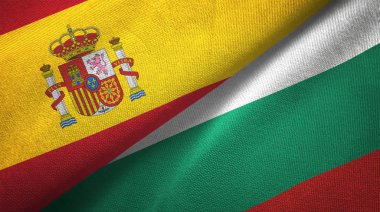 İspanya ve Bulgaristan bayrakları birlikte ilişkiler tekstil kumaş, kumaş doku