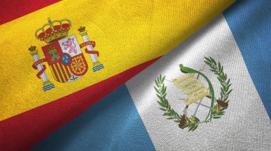 İspanya ve Guatemala bayrakları birlikte ilişkiler tekstil kumaş, kumaş doku
