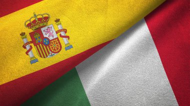 İspanya ve İtalya bayrakları birlikte ilişkiler tekstil kumaş, kumaş doku