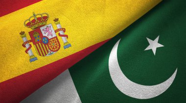 İspanya ve Pakistan bayrakları birlikte ilişkiler tekstil kumaş, kumaş doku