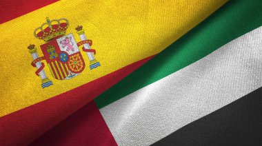 İspanya ve Birleşik Arap Emirlikleri bayrakları birlikte ilişkiler tekstil kumaş, kumaş doku