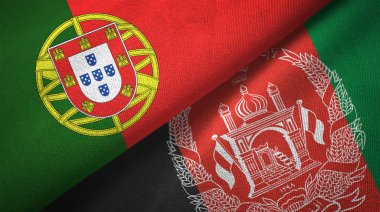 Portekiz ve Afganistan bayrakları birlikte ilişkiler tekstil kumaş, kumaş doku