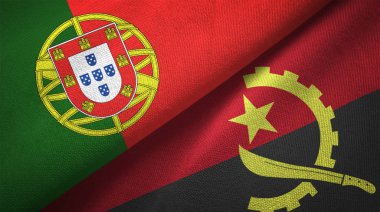 Portekiz ve Angola bayrakları birlikte ilişkiler tekstil kumaş, kumaş doku