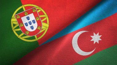 Portekiz ve Azerbaycan bayrakları birlikte ilişkiler tekstil kumaş, kumaş doku