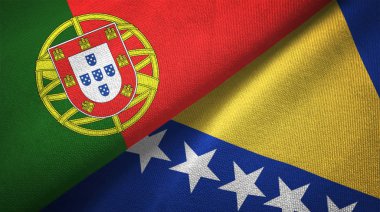 Portekiz ve Bosna-Hersek bayrakları birlikte ilişkiler tekstil kumaş, kumaş doku