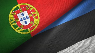 Portekiz ve Estonya bayrakları birlikte ilişkiler tekstil kumaş, kumaş doku