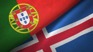 Portekiz ve İzlanda bayrakları birlikte ilişkiler tekstil kumaş, kumaş doku