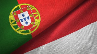 Portekiz ve Endonezya bayrakları birlikte ilişkiler tekstil kumaş, kumaş doku