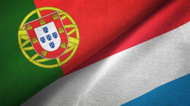 Portekiz ve Lüksemburg bayrakları birlikte ilişkiler tekstil kumaş, kumaş doku