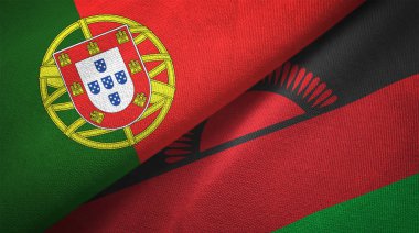 Portekiz ve Malavi bayrakları birlikte ilişkiler tekstil kumaş, kumaş doku