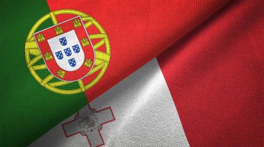 Portekiz ve Malta bayrakları birlikte ilişkiler tekstil kumaş, kumaş doku